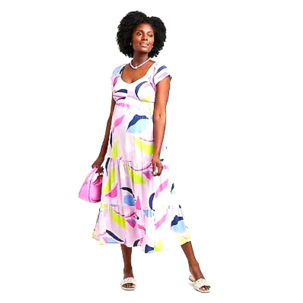 Isabel Maternity Flutter Short Sleeve Woven Dress